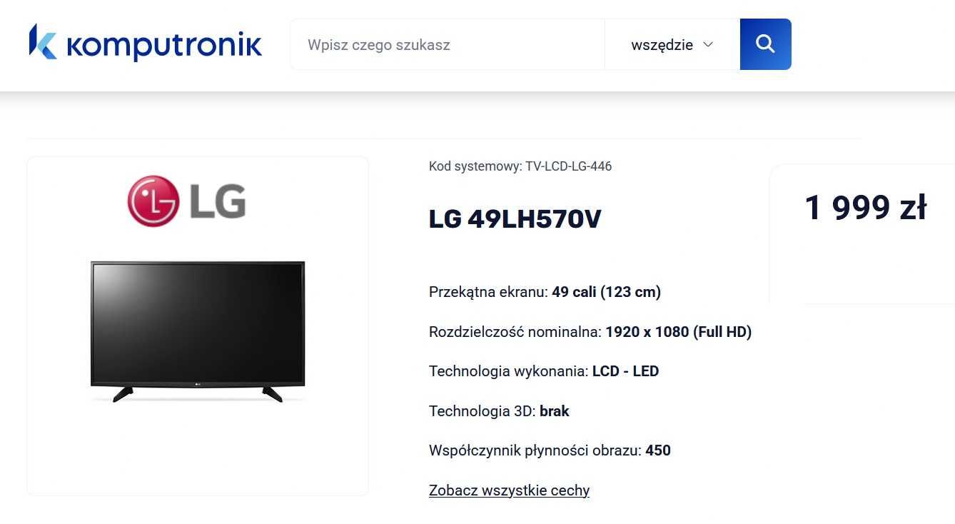Smart TV LG 49' LED Pilot WiFi Netflix Youtube DVB-T2 Triple XD Engine