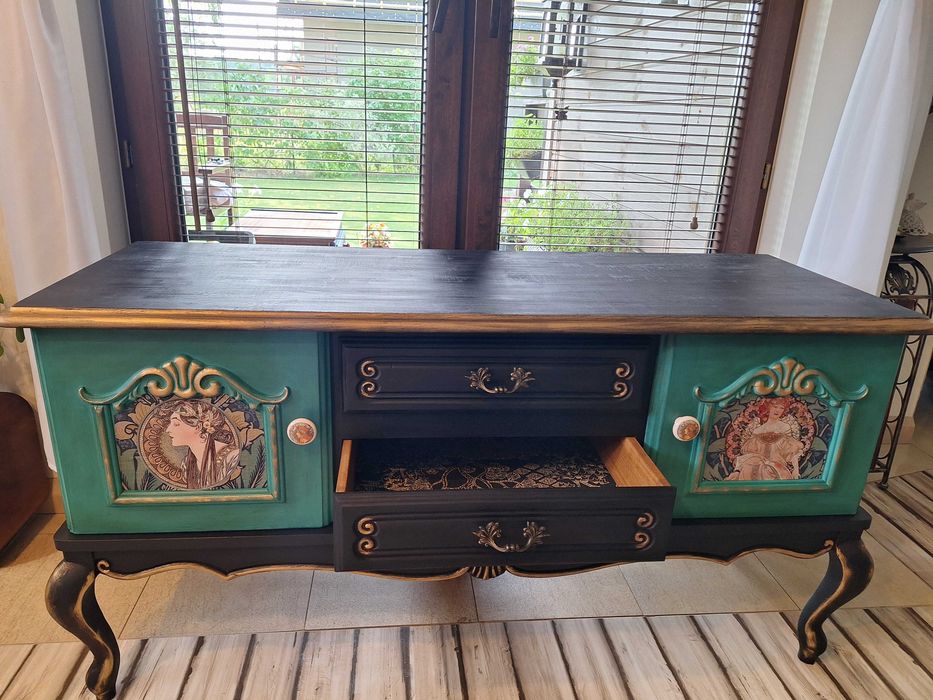 2 komody secesja ręcznie malowane misternie zdobione piękne