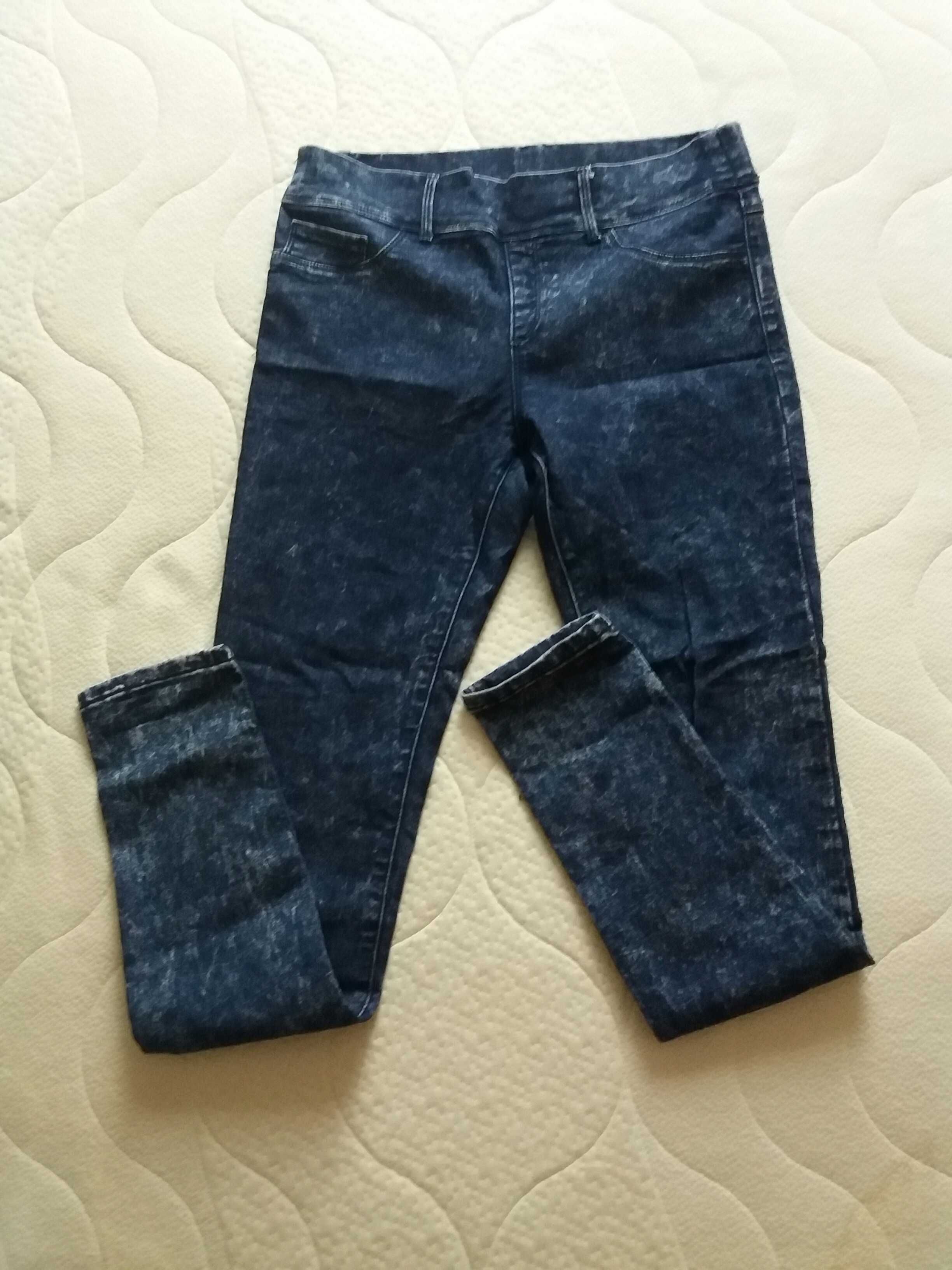 Granatowe tregginsy rurki marmurki Denim Co. 40 L na szczupłą osobę