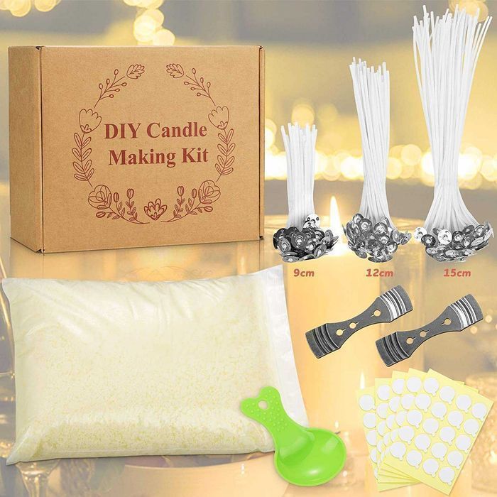 Kit Fabricação de Velas 150 peças de madeira com 1 kg, cera de soja...