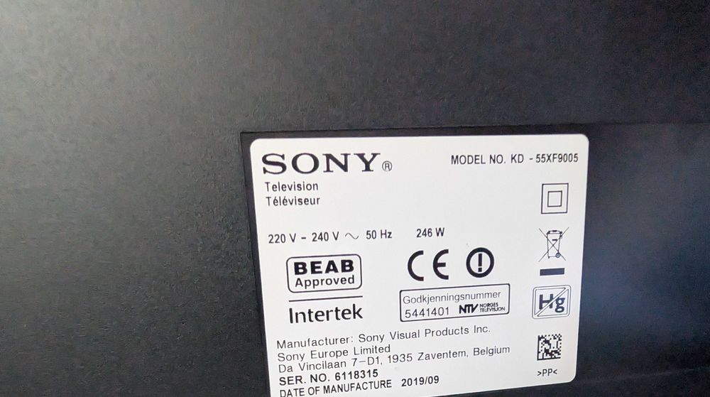 TV Sony Bravia XF 9005, 55 polegadas (Display Partido) + Comando