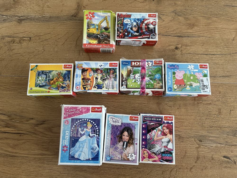 Puzzle mini 9 sztuk 54 elementy Świnka Peppa Barbie Toy story