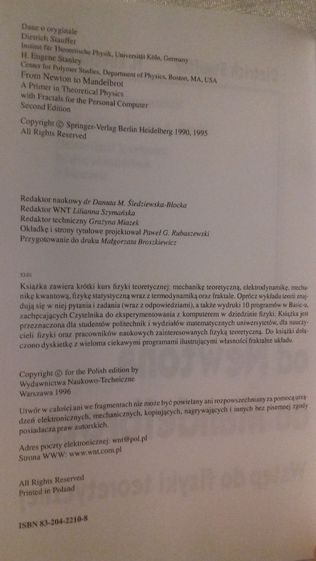 Od Newtona do Mandelbrota. Dietrich Stauffer, H. Eugene Stanley.