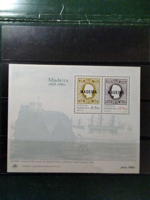 1980 Bloco Evocação da Primeira Emissão Madeira MNH **