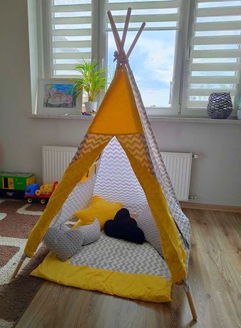 Tipi namiot dla dzieci kołderka poduszki bdb