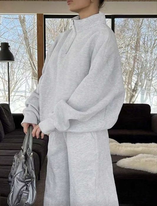 Conjunto Moletom Feminino - Cinza Claro (Novo)