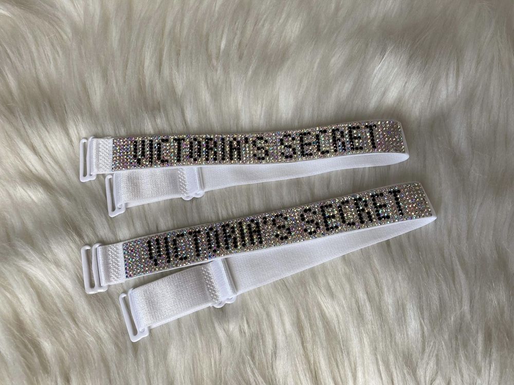 Białe ramiączka Victoria’s Secret opalizujące