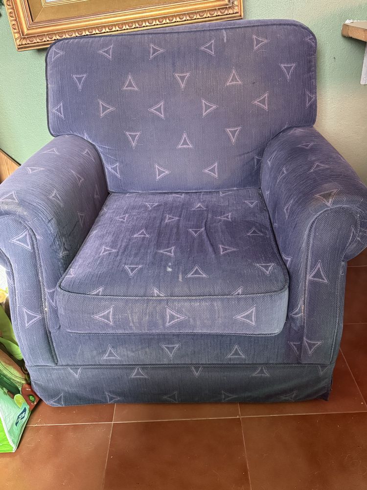 Sofa + cadeirão azuis escuros