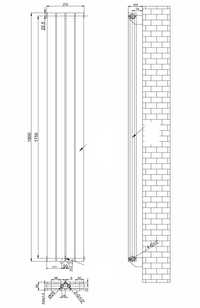 Дизайнерський вертикальний радіатор опалення Livorno II 4/1800/272/50