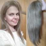 100%натуральные волосы 45см пепельно-русые/Парик/имитацией кожи головы