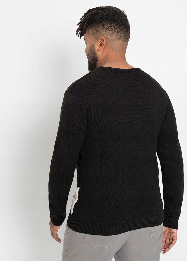 B.P.C sweter męski czarny w świąteczny wzór z dzwoneczkami M.
