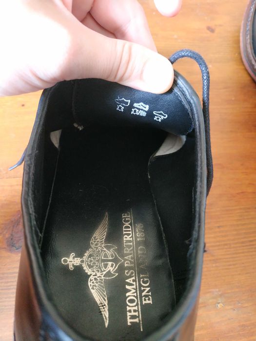 Мужские кожаные черные туфли Thomas Partridge броги 46 размер (31 см)