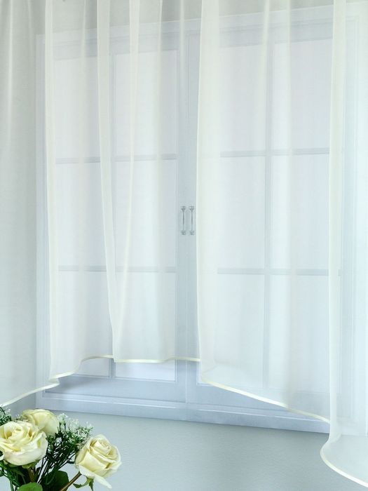 Тюль кухонна арка білого та молочного кольору