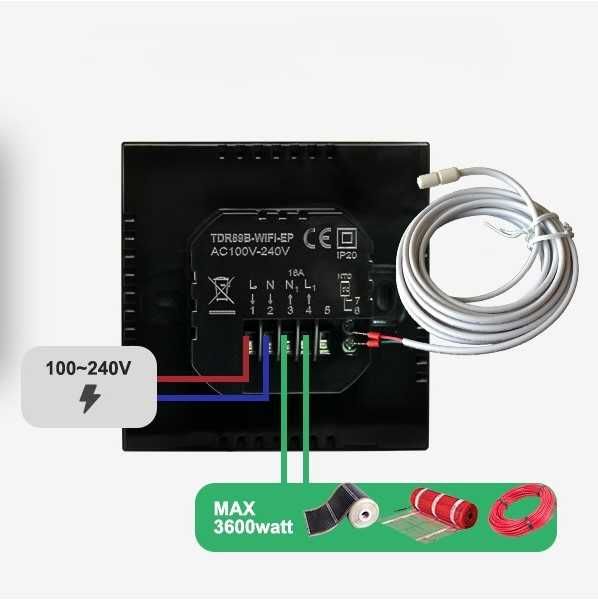 Termostat Pokojowy Beok WiFi Czujnik Regulator Temperatury TDR89 Alexa