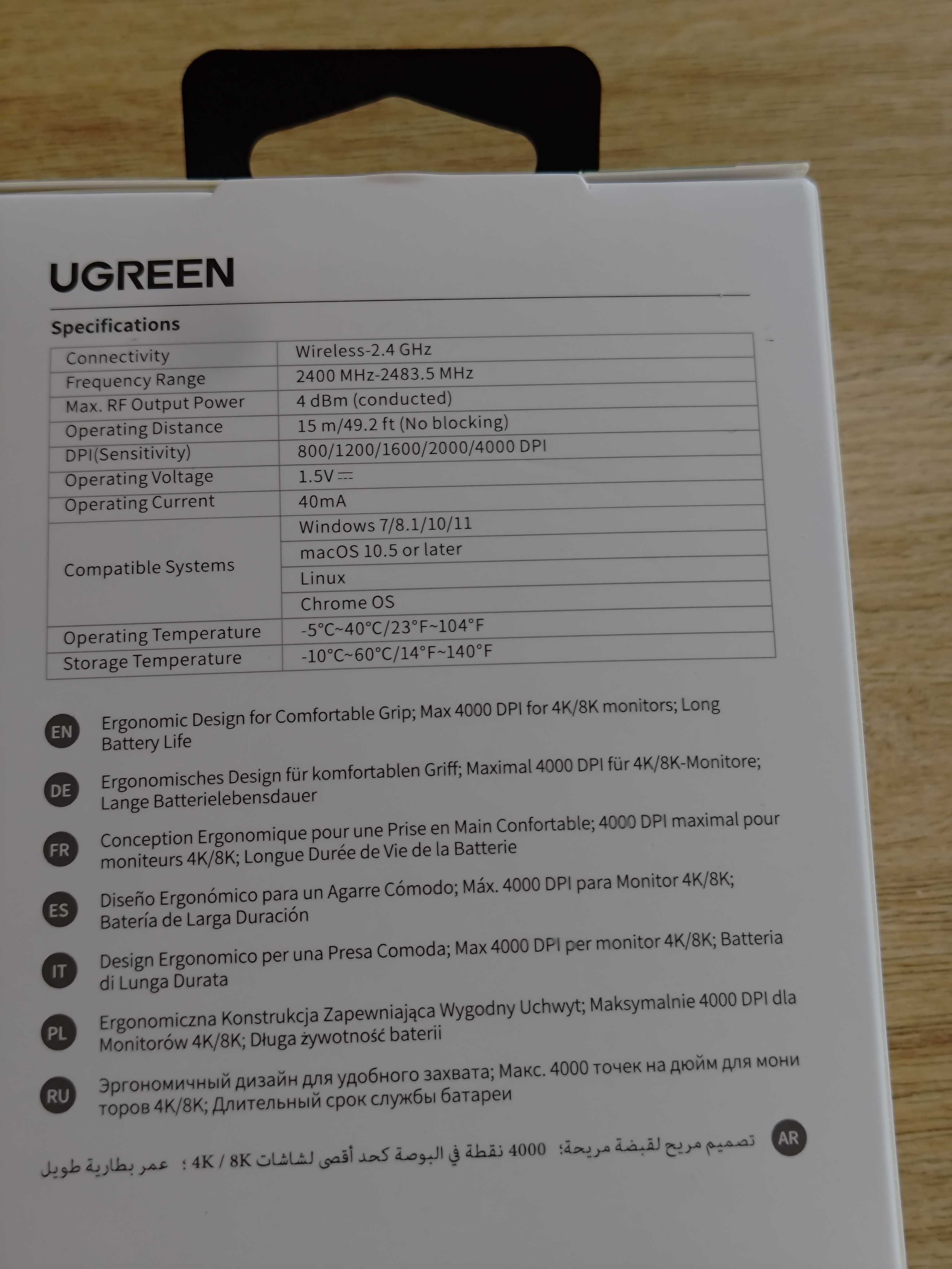 Myszka bezprzewodowa UGREEN MU006 czarna, mysz