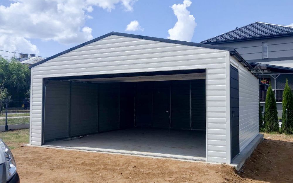 GARAŻ BLASZANY 6m X 6m Brama Segmentowa Automat Drzwi Rynny GB311