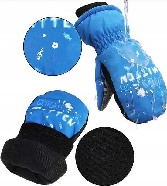 Rękawiczki Narciarskie dla Dzieci Zimowe Ciepłe XS 5-7 lat