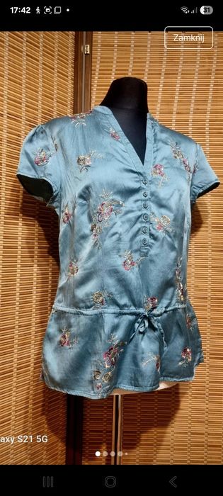 Jedwabna bluzka tunika #japanstyle 40 Monsoon haft