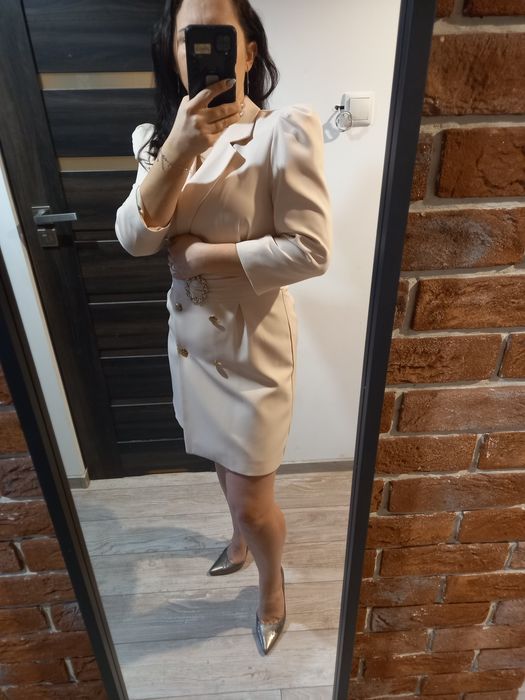 Sukienka elegancka wizytowa 38 M brudny róż, pastelowa
