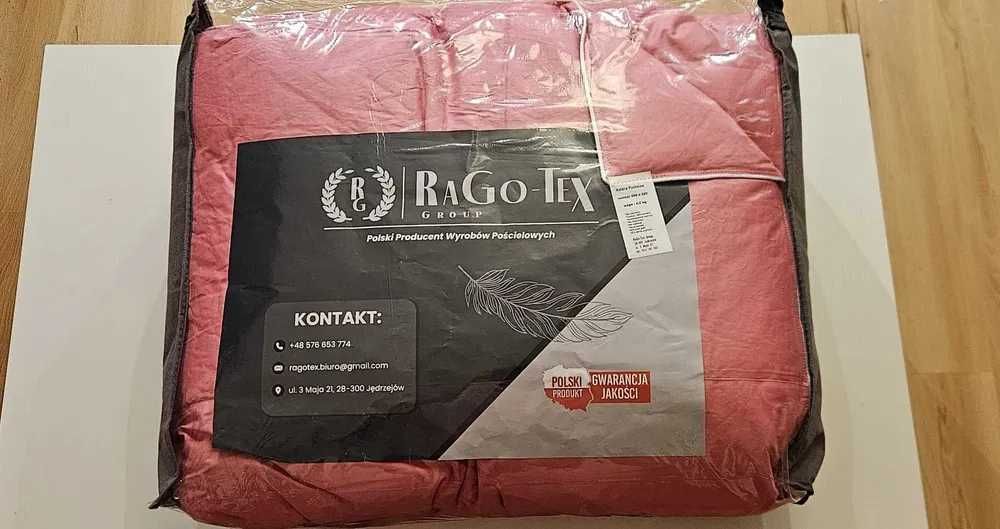 Kołdra puchowa 200x220 cm – naturalne wypełnienie 4kg kolor różowy