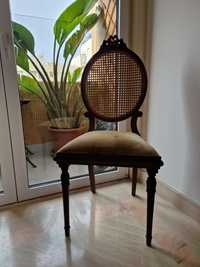 Par de Cadeiras vintage com palhinha e veludo almofadado