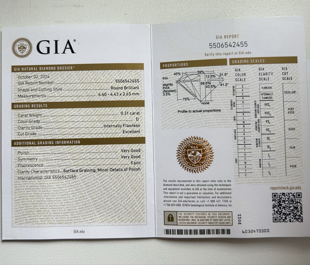 Diament 0,31ct Certyfikat GIA
