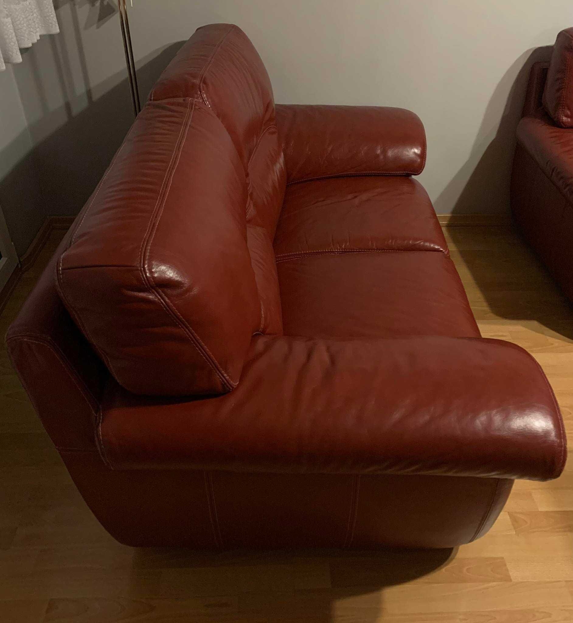 Skórzana sofa kanapa czerwona