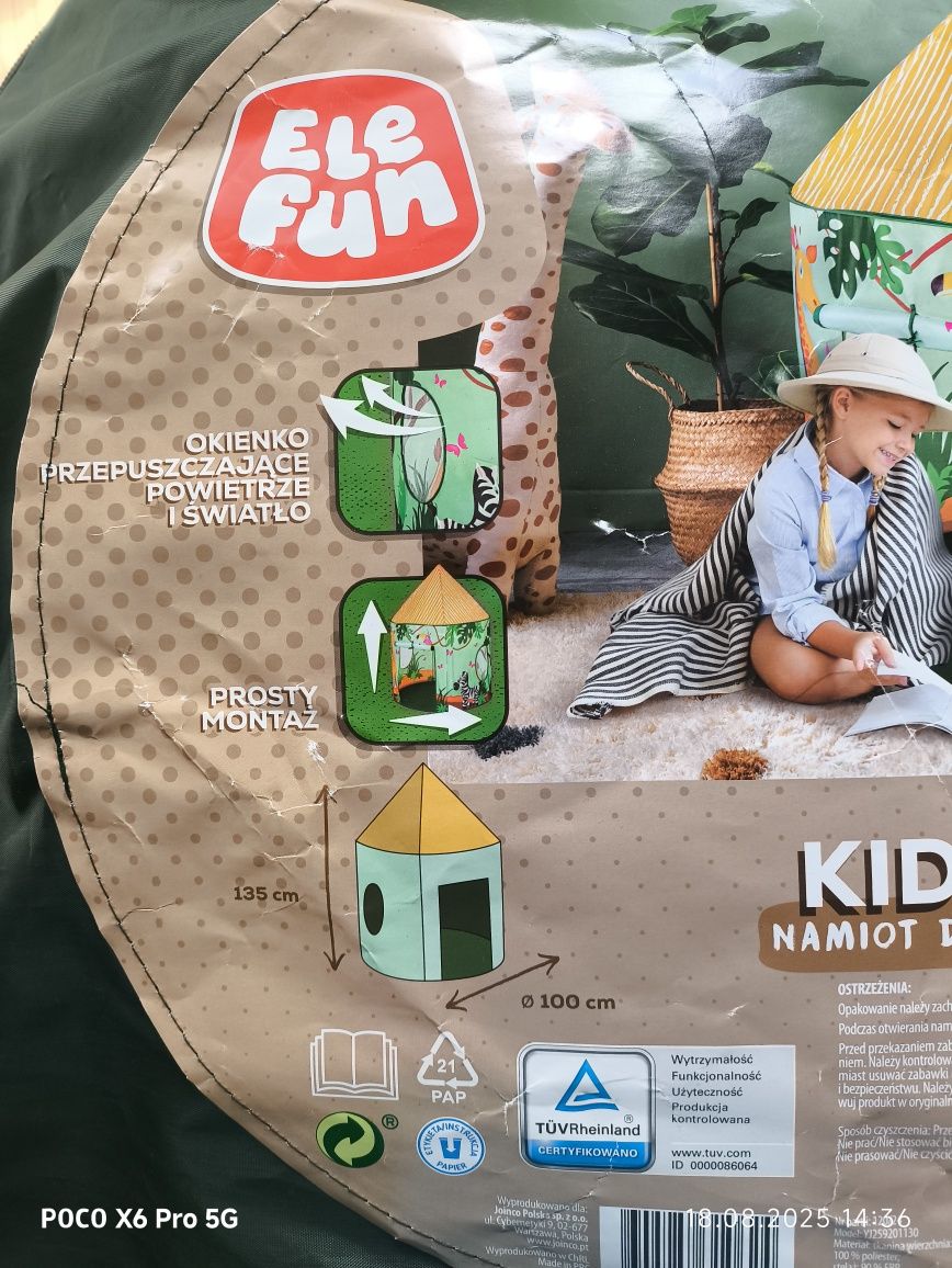 ELEFUN Namiot dziecięcy domek DŻUNGLA 100 x 135 NOWY