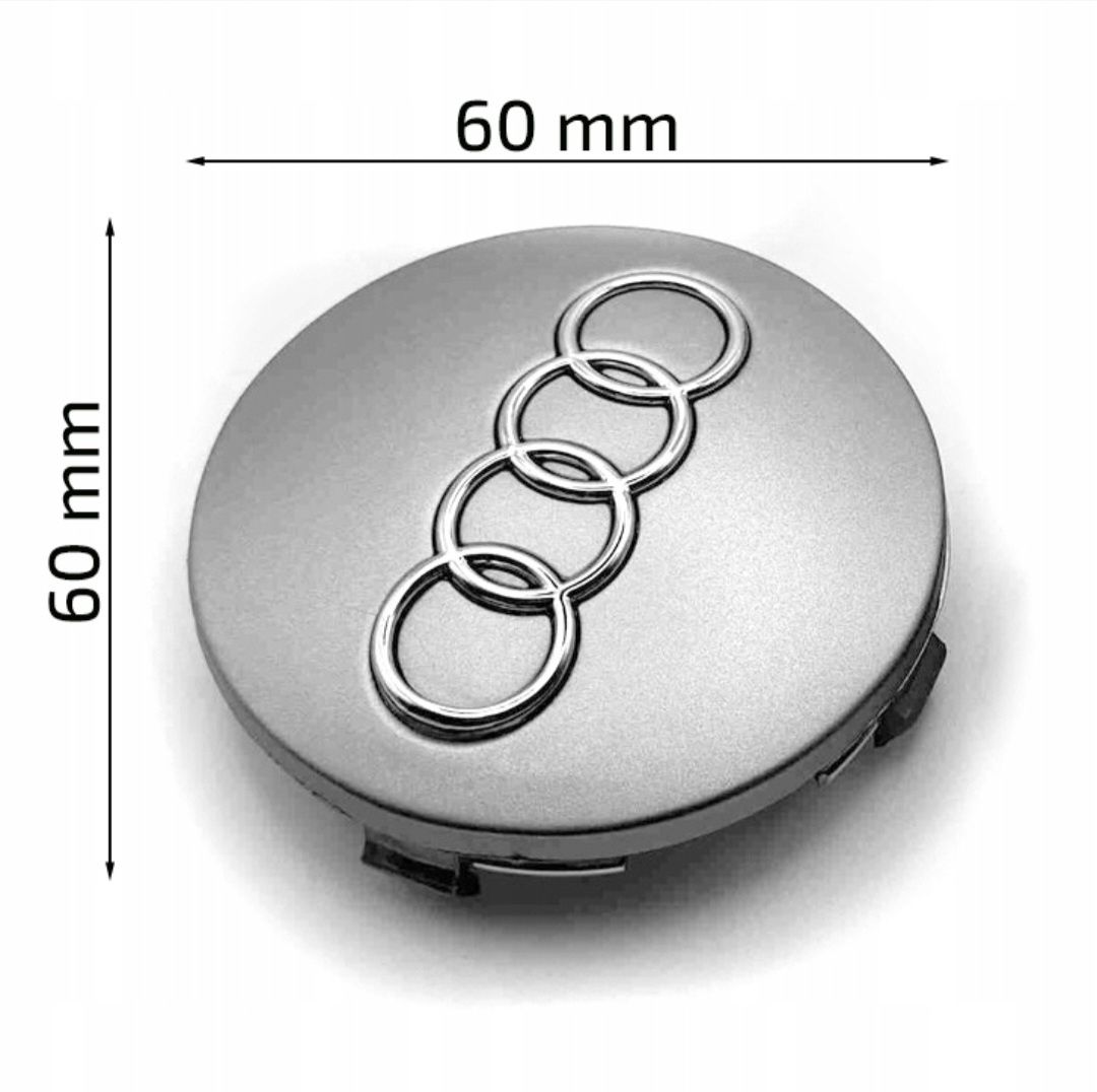 *NOWE* Dekie'lki 60mm AUDI komplet 4szt. dekle szare zaślepki