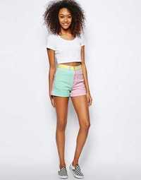 Двуцветные джинсовые шорты на девочку рост 146 см