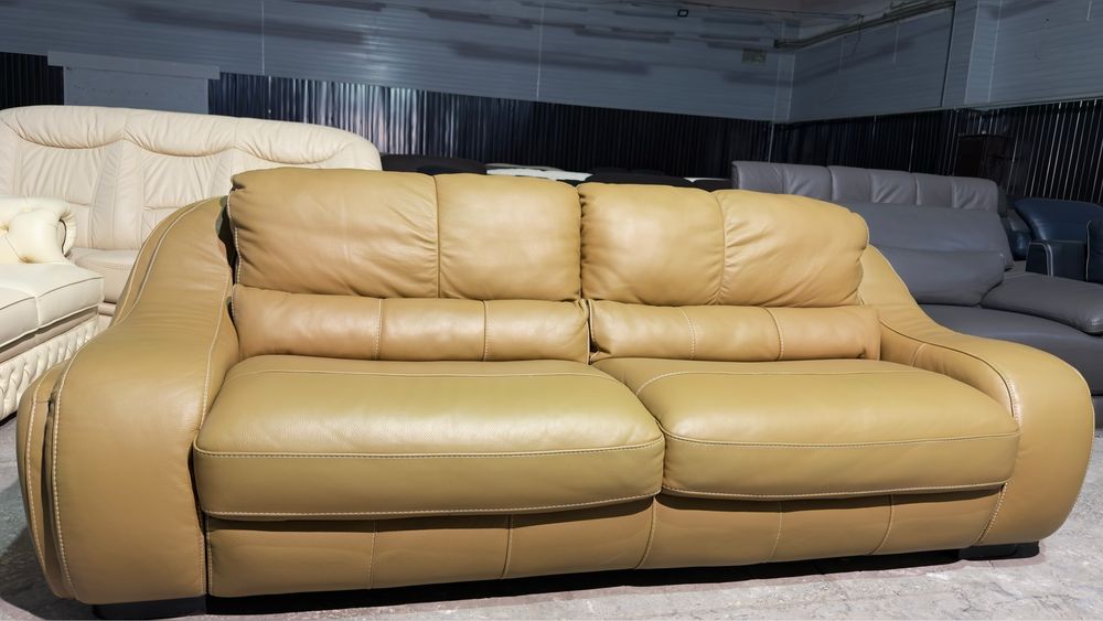 Шкіряний не розкладний диван 230 см. Кожаный не раскладной комплект