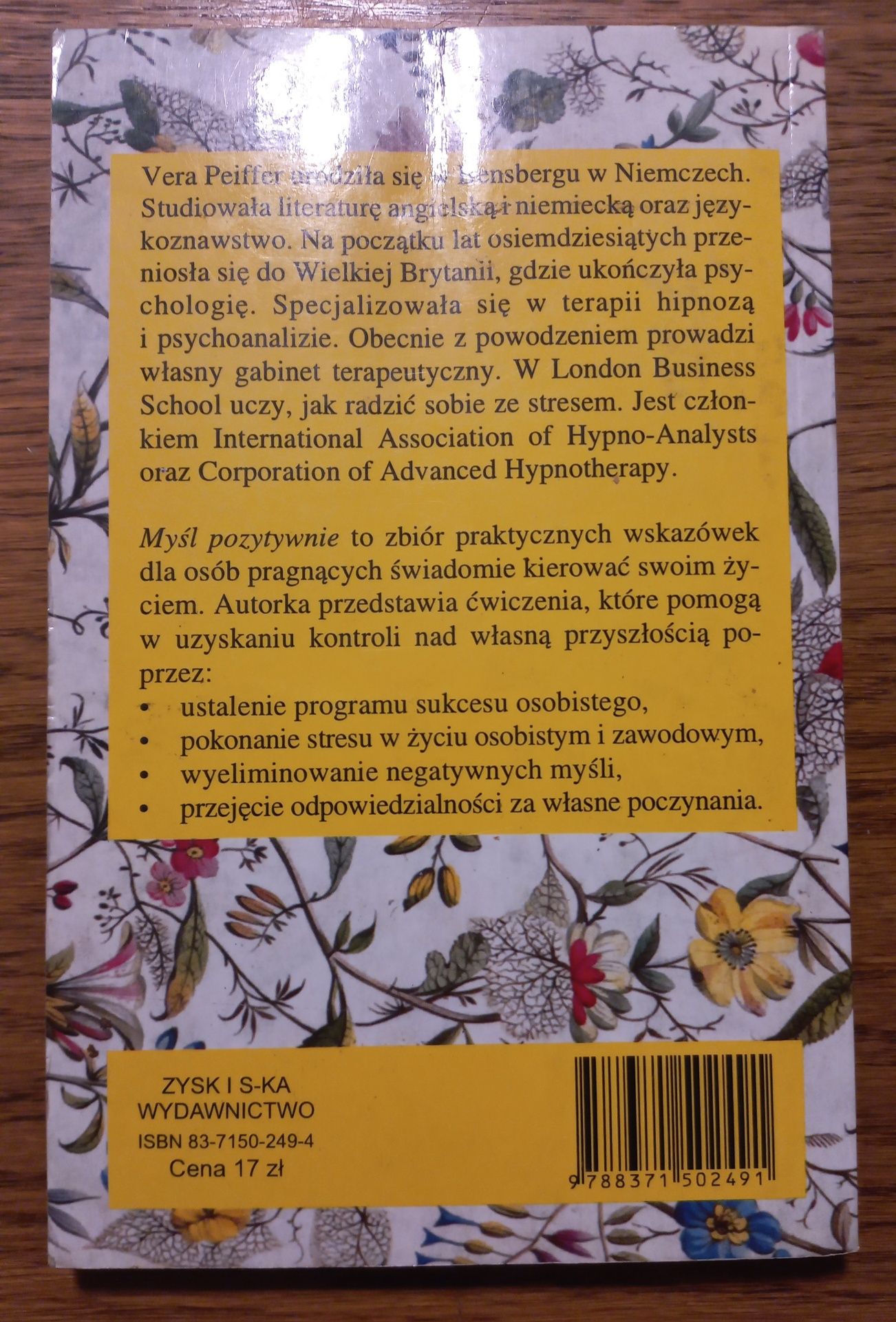 Książka " Myśl pozytywnie" autorka Vera Peiffer