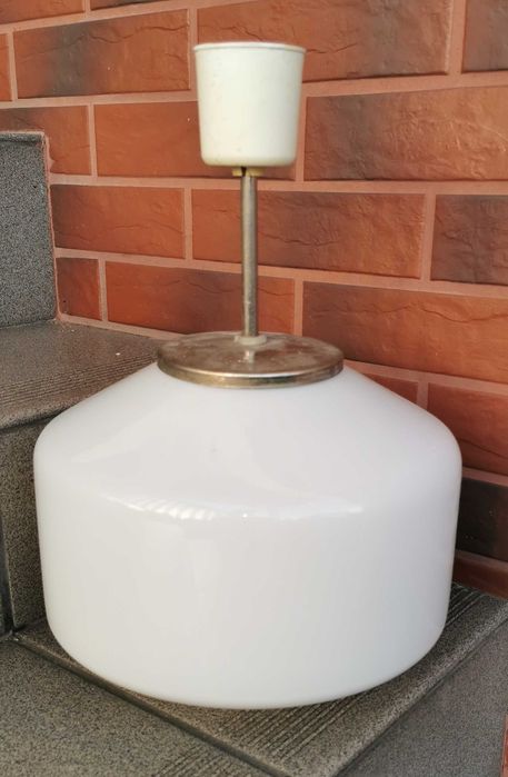 Lampa Biała Wisząca Zaos PRL