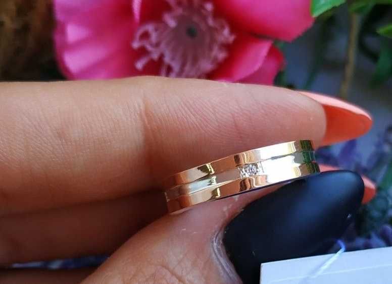 Элегантное Обручальное кольцо, серебро с золотой пластиной. Наложка