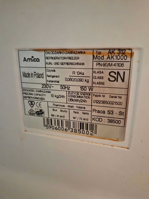 Chłodziarko-Zamrażarka AMICA 2-drzwiowa