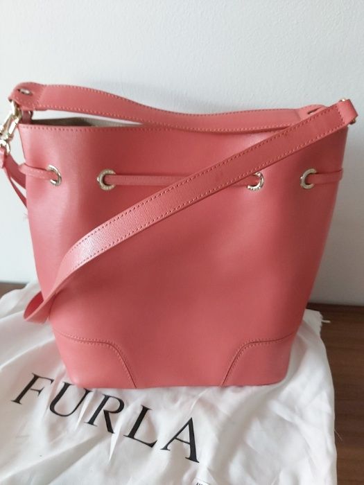 Torebka FURLA torba shoperka róż różowa damska WOREK malina 2w1