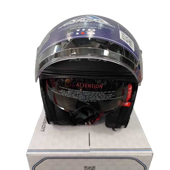 Motocyklowy kask APEX JI200 Solid czarny mat otwarty na choppera