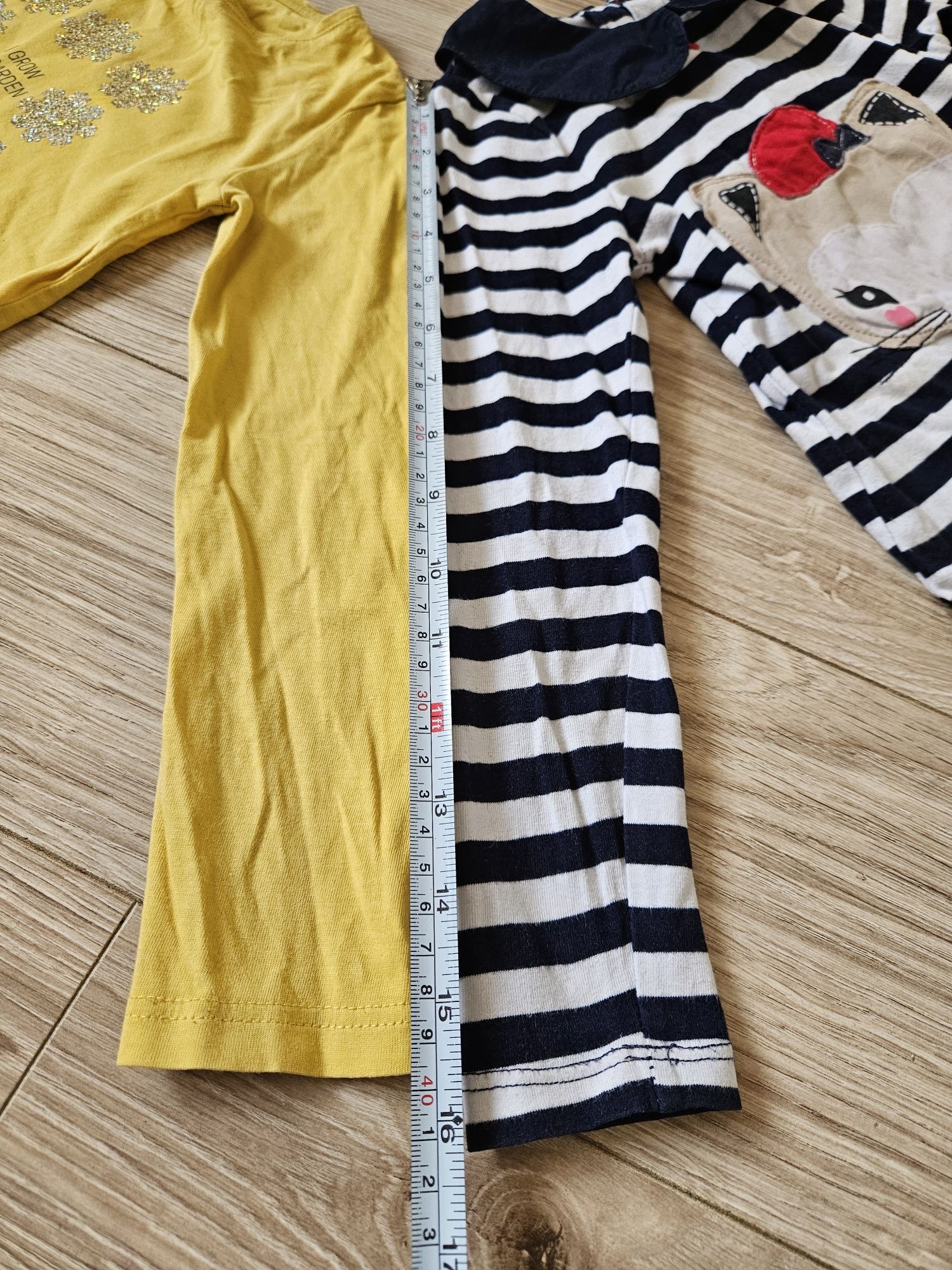 Zestaw 2szt dwupak bluzka z długim rękawem h&m okaidi z aplikacjami