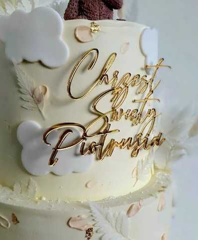 Złote toppery na tort z plexi – Personalizowane