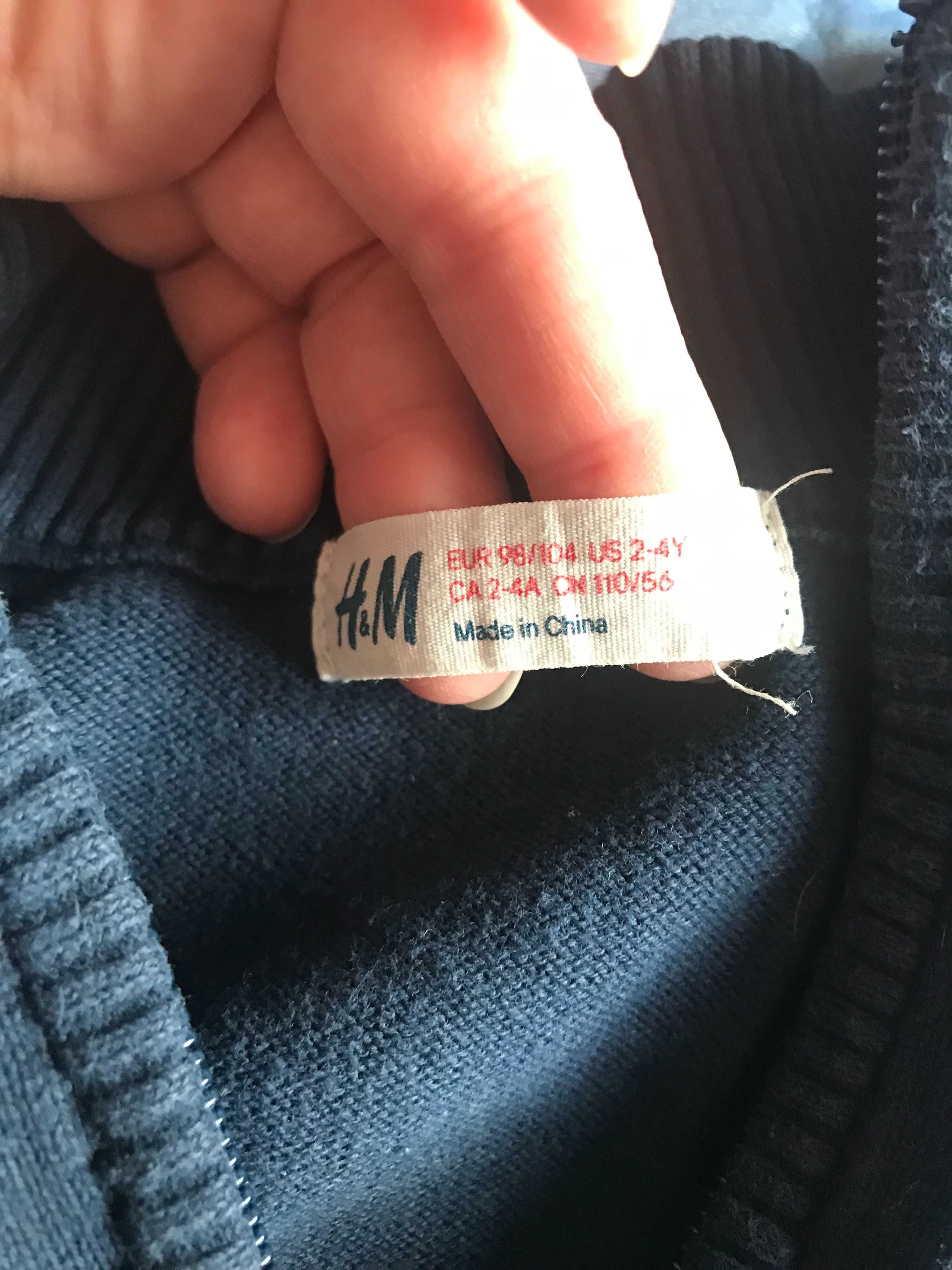 Sweterek bawełniany, granatowy na zamek, H&M, rozmiar 104