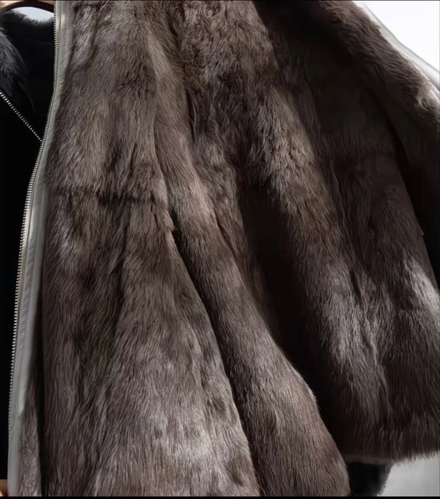 Двостороння парка жіноча Куртка шубка  кролик 2 в 1 | S M L