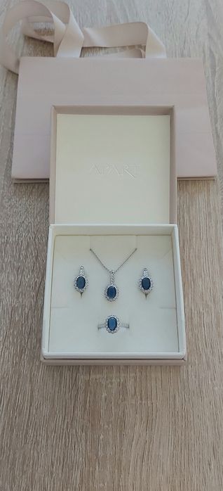 Srebrny komplet Apart z szafirowym oczkiem 925