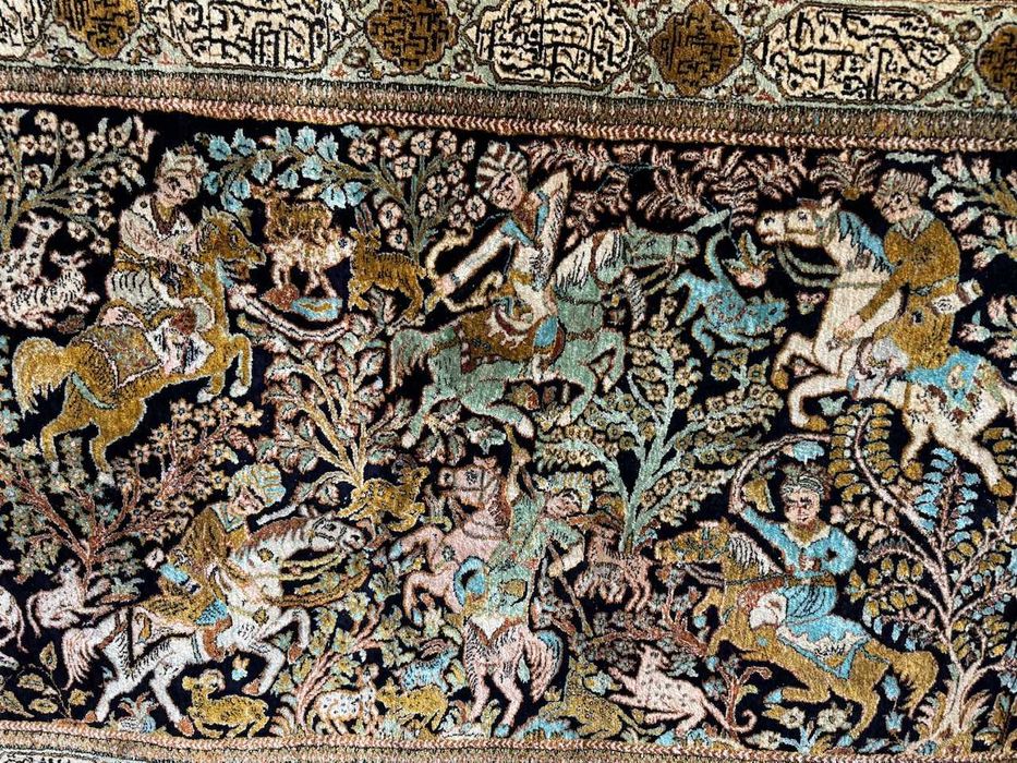 Jedwabny postaciowy dywan perski  GHOUM / GHOM 175x110 gal.40 tyś