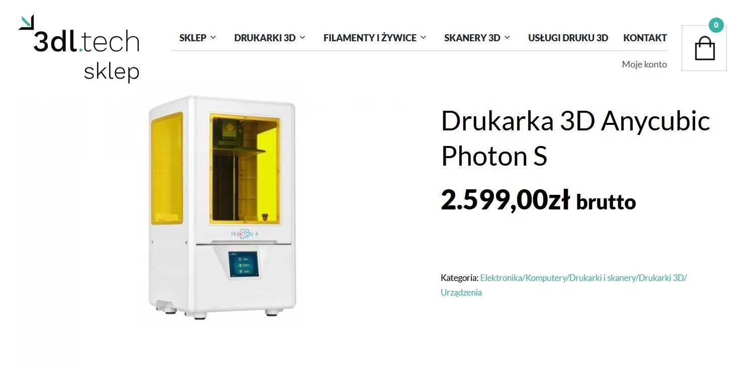 Drukarka 3D SLA UV Anycubic Photon S 2,8-calowy Ekran Dotykowy !!