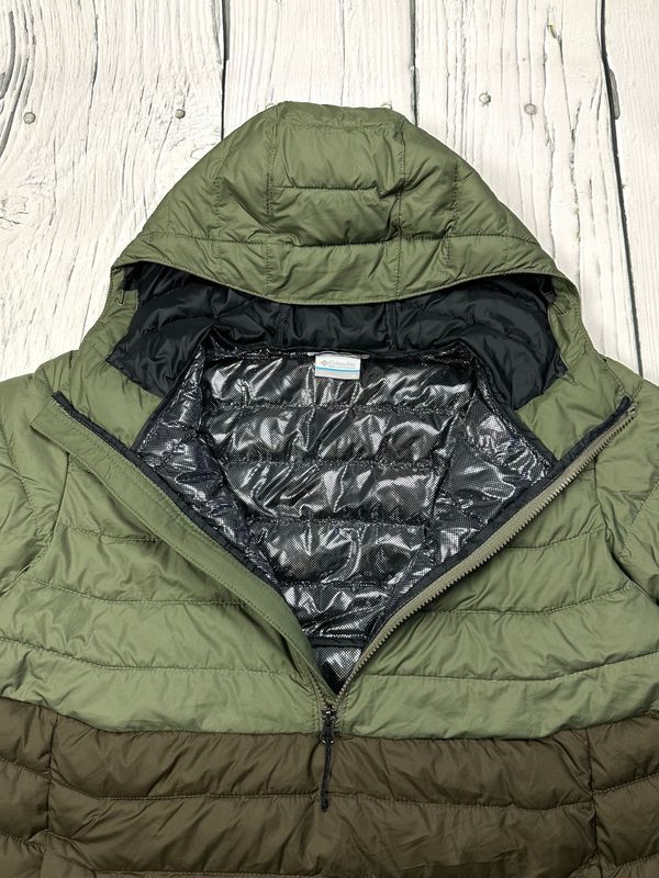 Columbia Powder Lite Ocieplana Kurtka Anorak Męska Logo na Piersi r. M