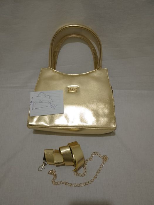 Сумка золотая с длинной ручкойй