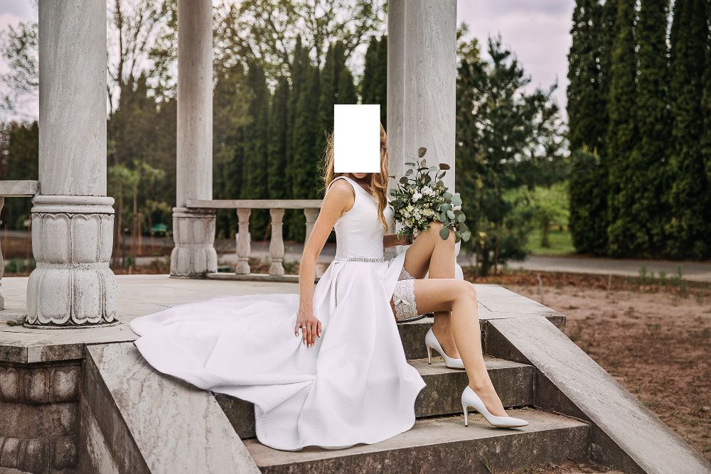 Suknia Ślubna Asymetryczna Madonna Gala Paskana rozm.34