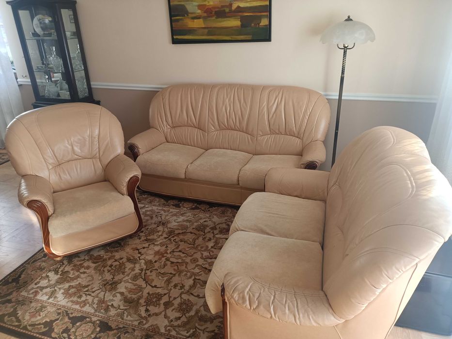 Komplet wypoczynkowy skórzany 3+2+1