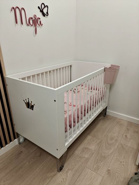 Łóżeczko 120x60 Klupś Blanka Białe + materac Bamiboo