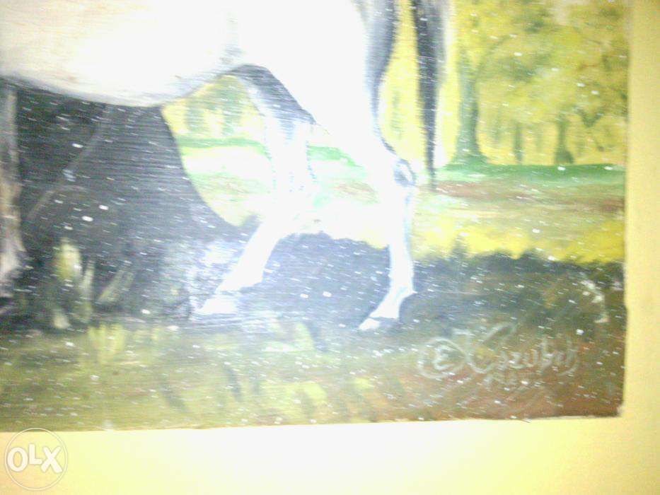 Cudowny obraz koni, malowany recznie na płótnie Konie 1985 rok